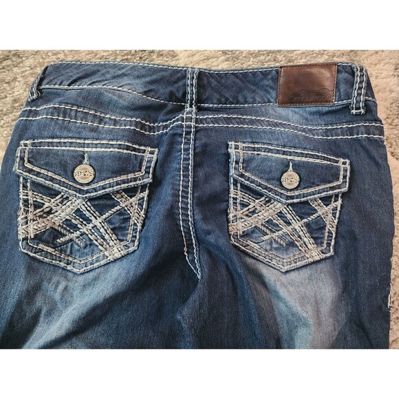 Maurices Jeans Womens Medium Blue Dark Wash Embroidered Stretch - Picture 5 of 7